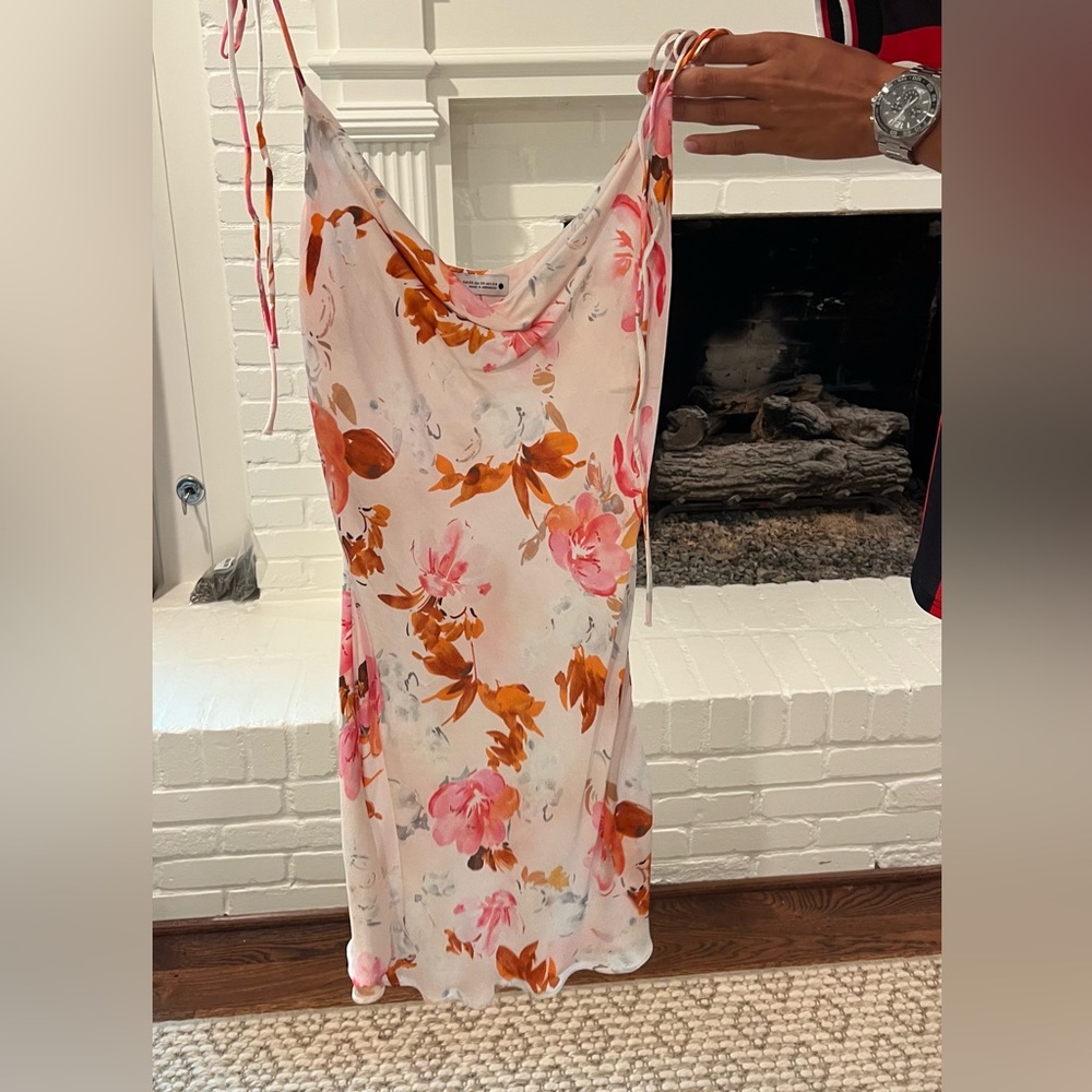 Zara Backless Dress in Orange and Pink Floral